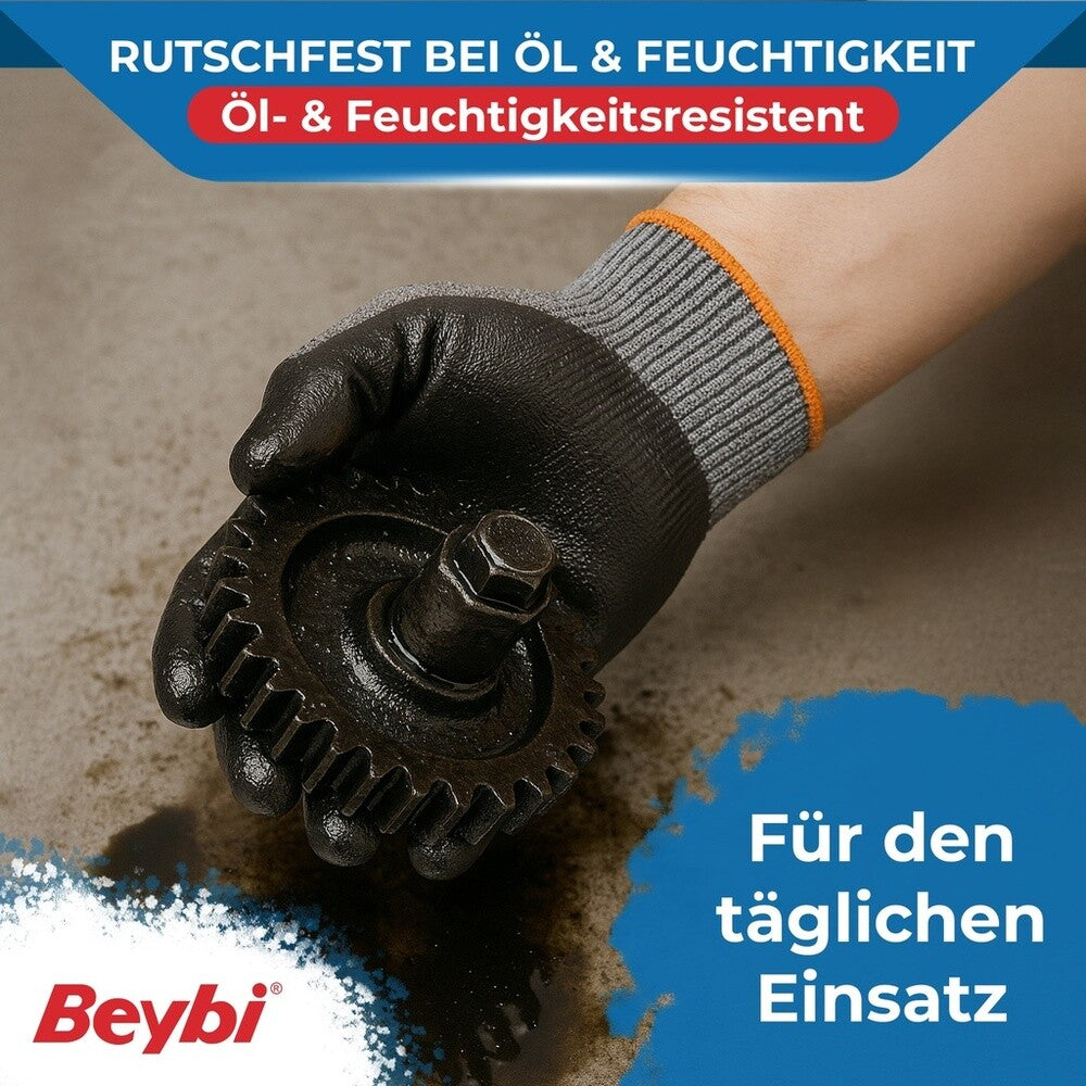 12 Paar Arbeitshandschuhe, Enthält kein Silikon, Grau und Schwarz