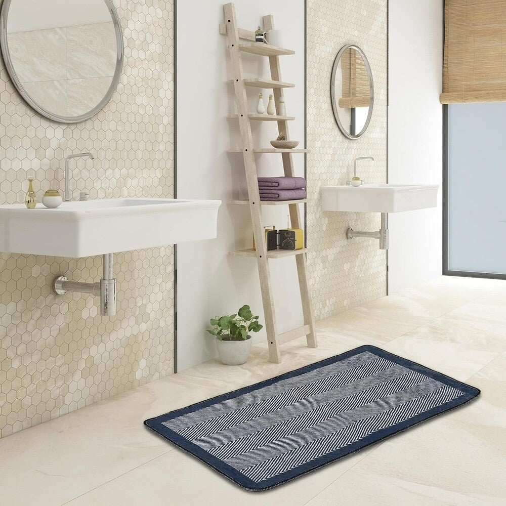 Miqna 2-tlg. rutschfestes Badteppich Set , waschbar (60x100 & 50x60 cm)