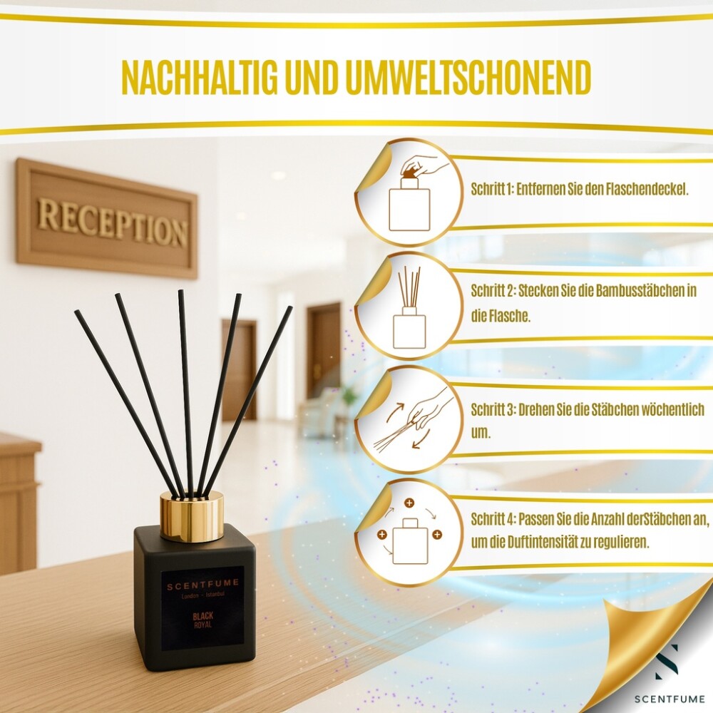 Scentfume Schwarzer Rattanstäbchen-Diffusor
