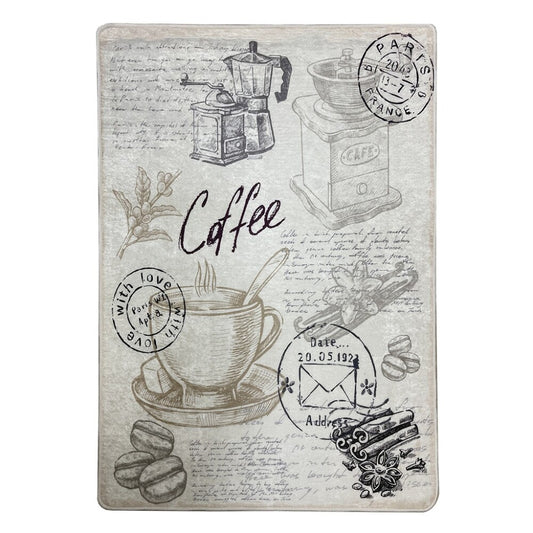 miqna Küchenteppich Gel Läufer Grau Weiß Schwarz – rutschfest, Coffee Design