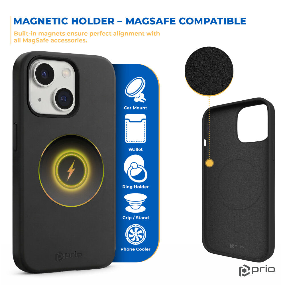 prio Silikonschutzhülle MAG für iPhone 14/13 schwarz