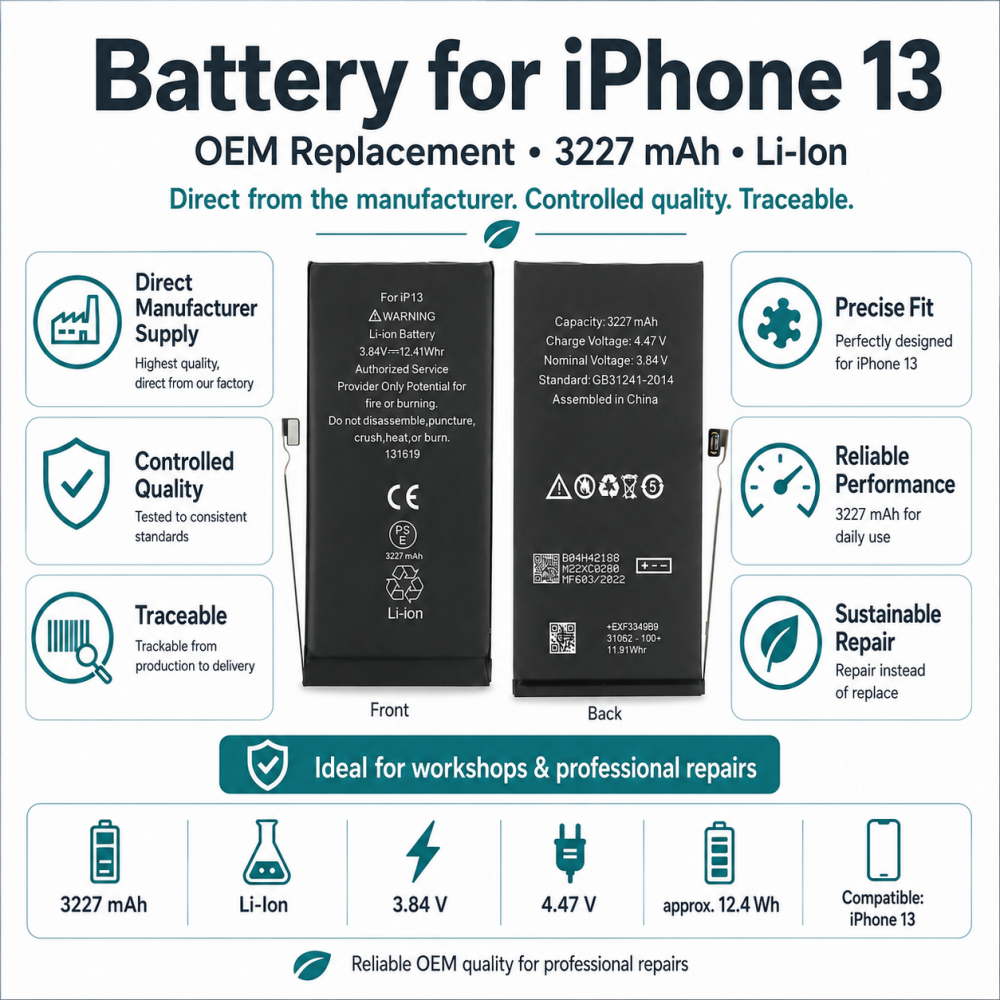 Akku für iPhone 13 wie Original 3200mAh Batterie Accu Ersatzakku