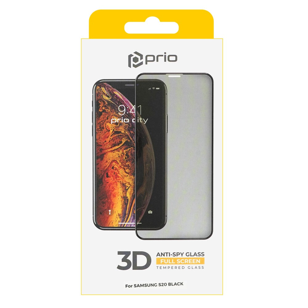 prio 3D Anti-Spy Screen Protector Glass for Samsung S20/S20 5G black