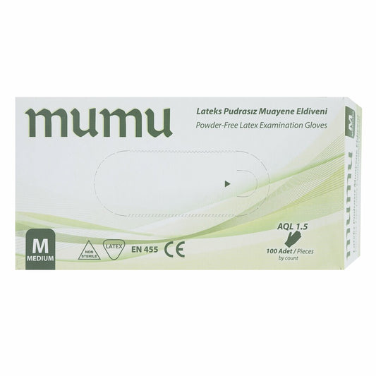 MUMU latex gloves, 100 pieces, size M, white