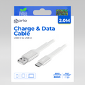 prio Lade- und Datenkabel USB C auf USB A 2,0 m weiß