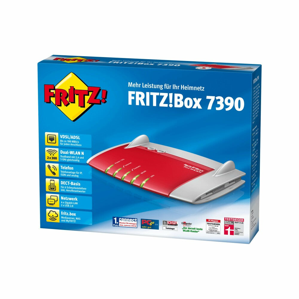 AVM Fritz Box 7390 WLAN Router rot grau