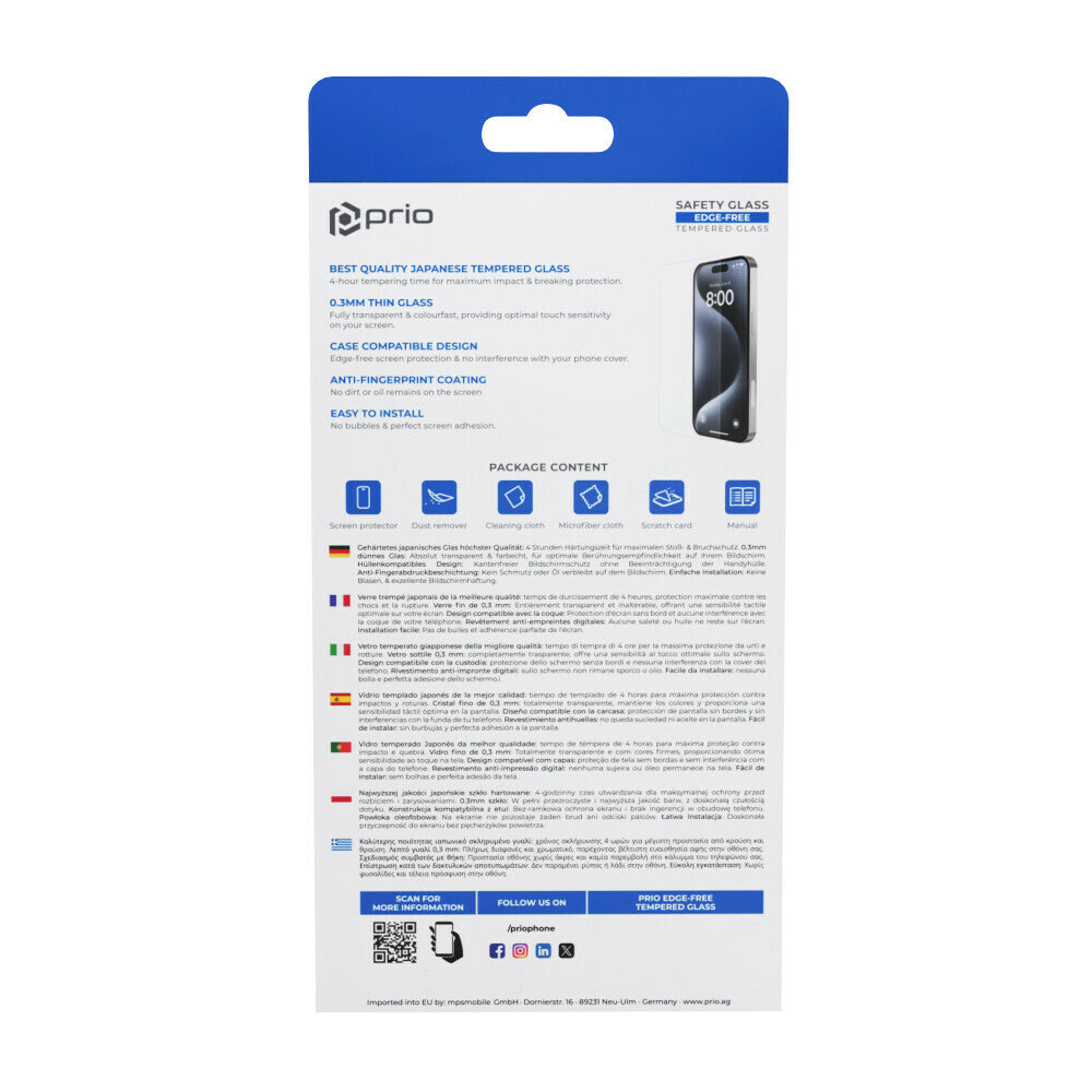 prio Tempered Glass Displayschutz für iPhone 16e klar