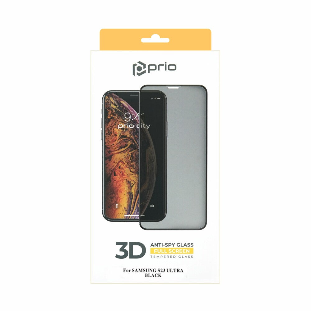 prio 3D Anti-Spy Screen Protector Glass for Samsung S23 Ultra black