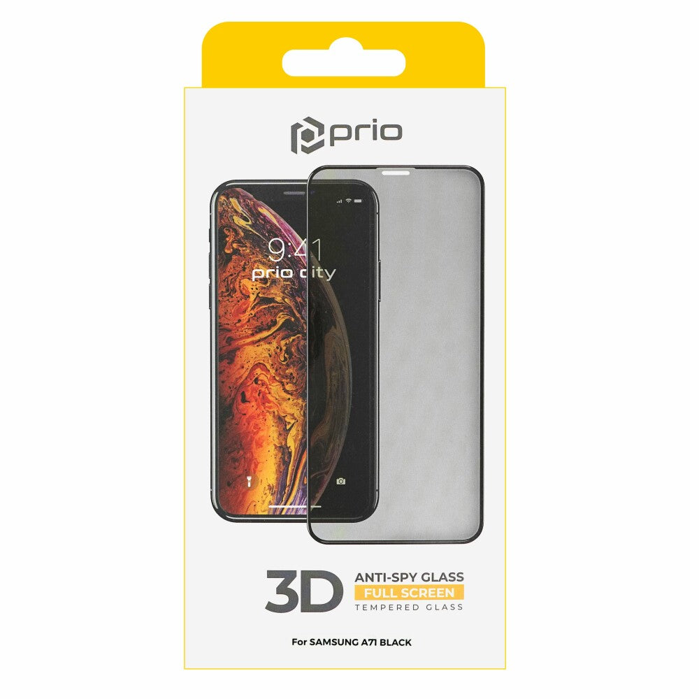 prio 3D Anti-Spy Screen Protector Glass for Samsung A71 black