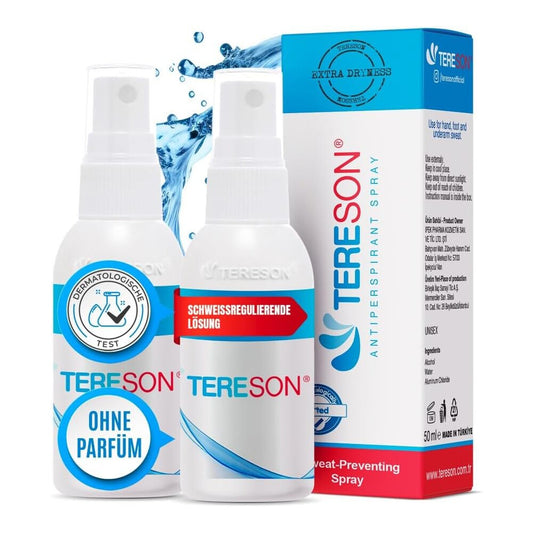 Tereson Antitranspirant Spray 50 ml, stark gegen Schwitzen an Achseln und Händen x2