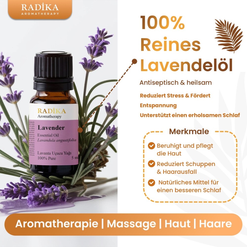 Lavendelöl, ätherisches Öl, 100% Rein, BIO, natürlich, 10 ml