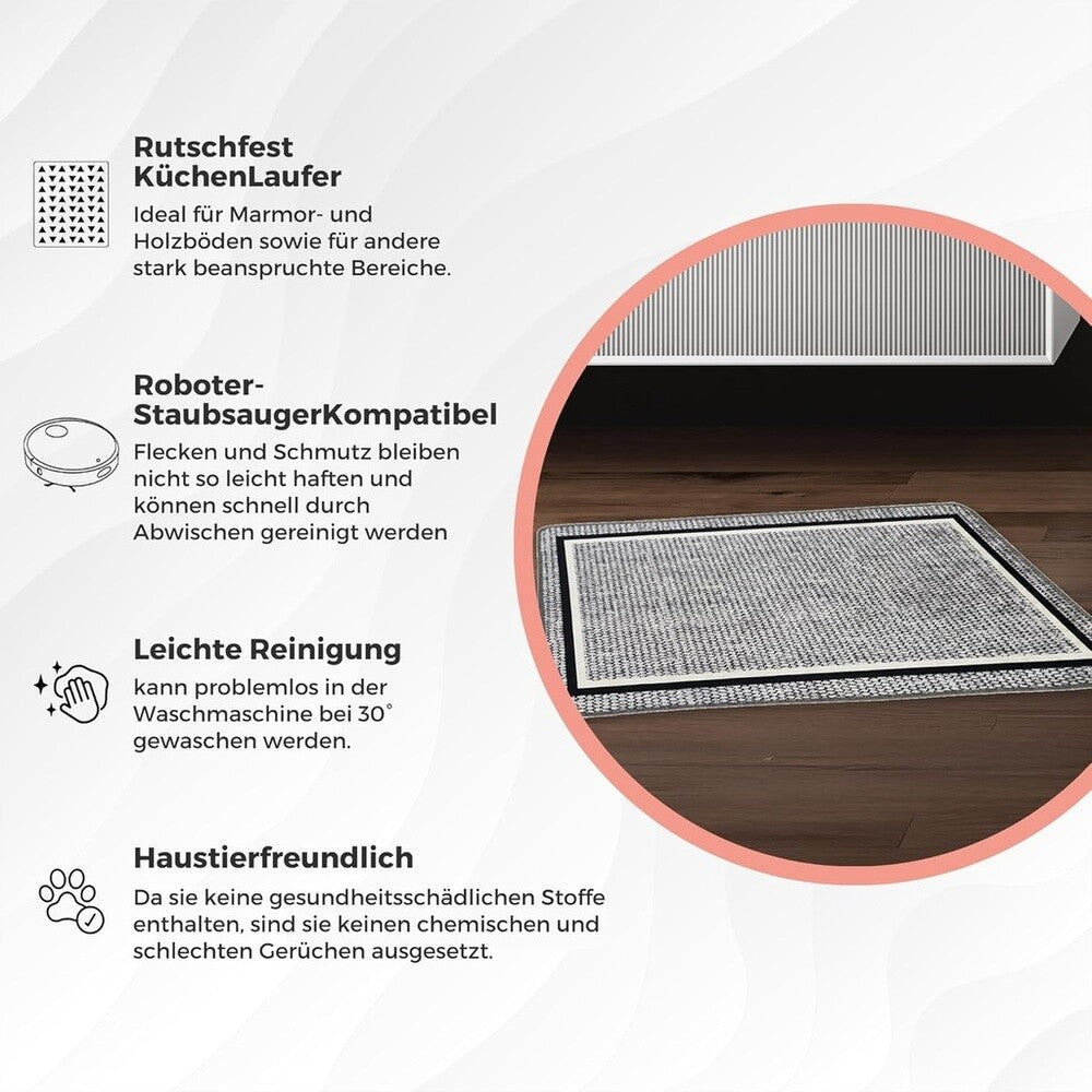 Miqna 2-tlg. rutschfestes Badteppich Set , waschbar (60x100 & 50x60 cm)