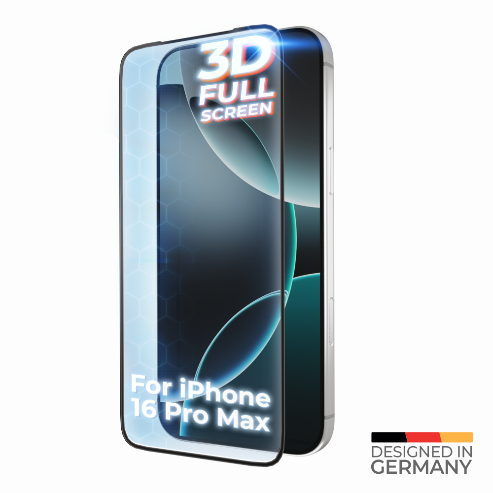 prio 10x 3D Panzerglas Displayschutzfolie für iPhone 16 Pro Max schwarz