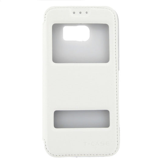 T-CASE Lux Magnet Flip Schutzhülle / Handytasche Samsung S6 Edge weiß