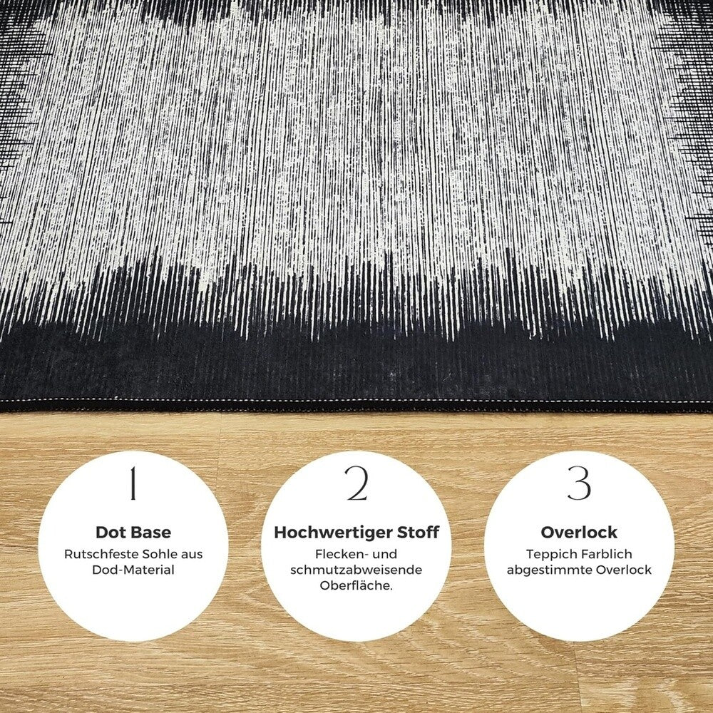 Miqna 2-tlg. rutschfestes Badteppich Set , waschbar (60x100 & 50x60 cm)