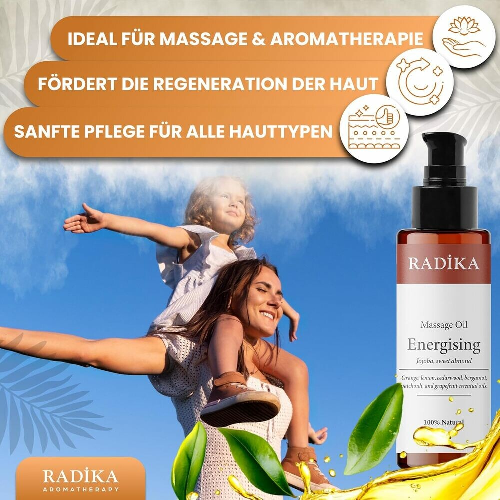 Massageöl, Energetisierendes Massage-Öl, 100% Rein, BIO, natürlich, 100 ml