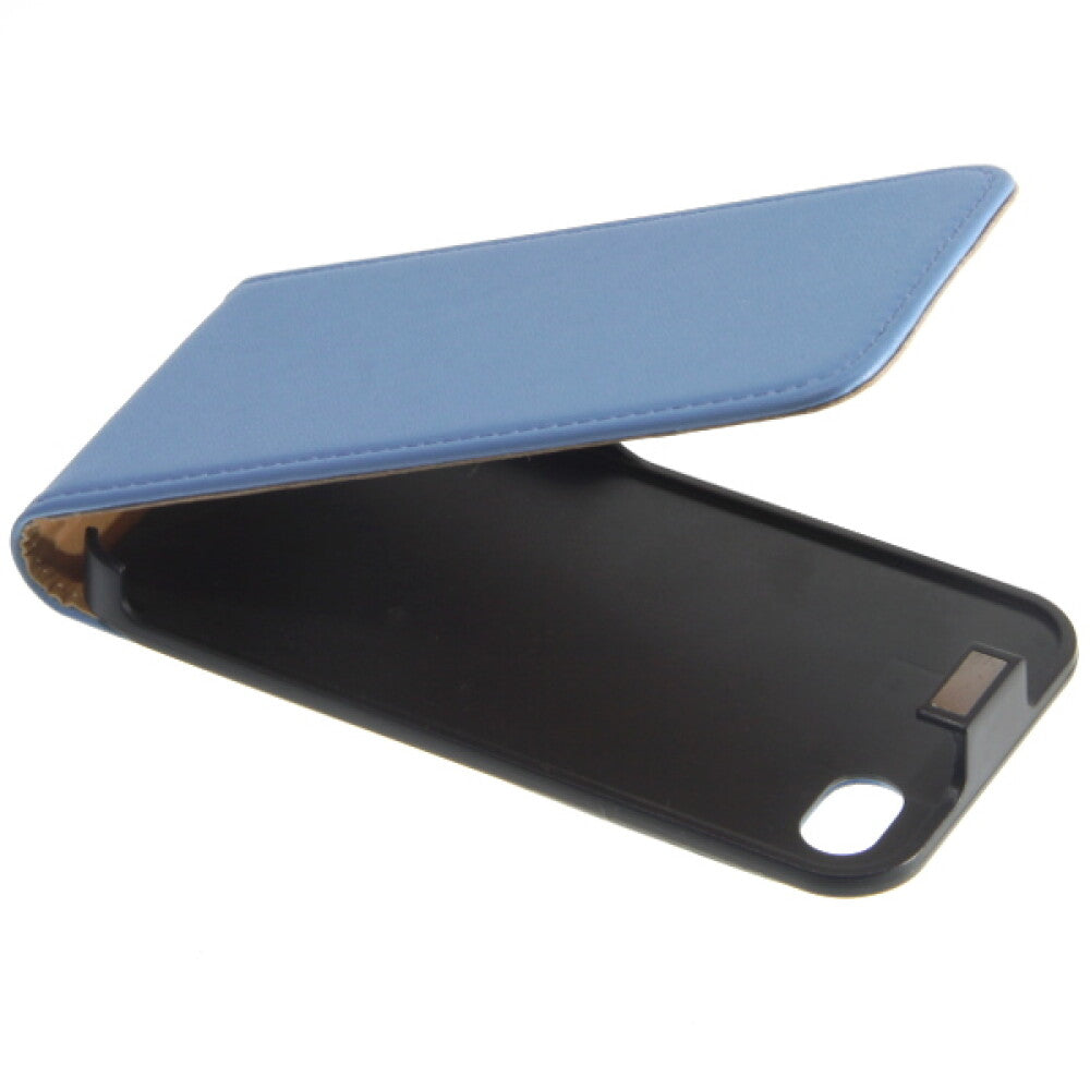 Slim Leder Flip Handyhülle für iPhone 4 4s Blau Schutz Tasche