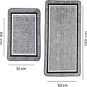 Miqna 2-tlg. rutschfestes Badteppich Set , waschbar (60x100 & 50x60 cm)