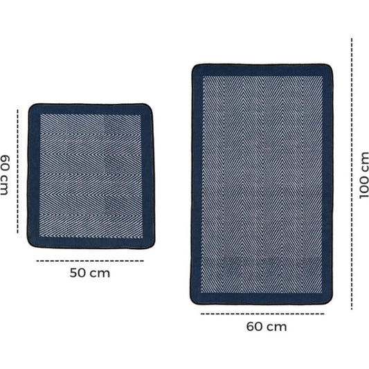 Miqna 2-tlg. rutschfestes Badteppich Set , waschbar (60x100 & 50x60 cm)