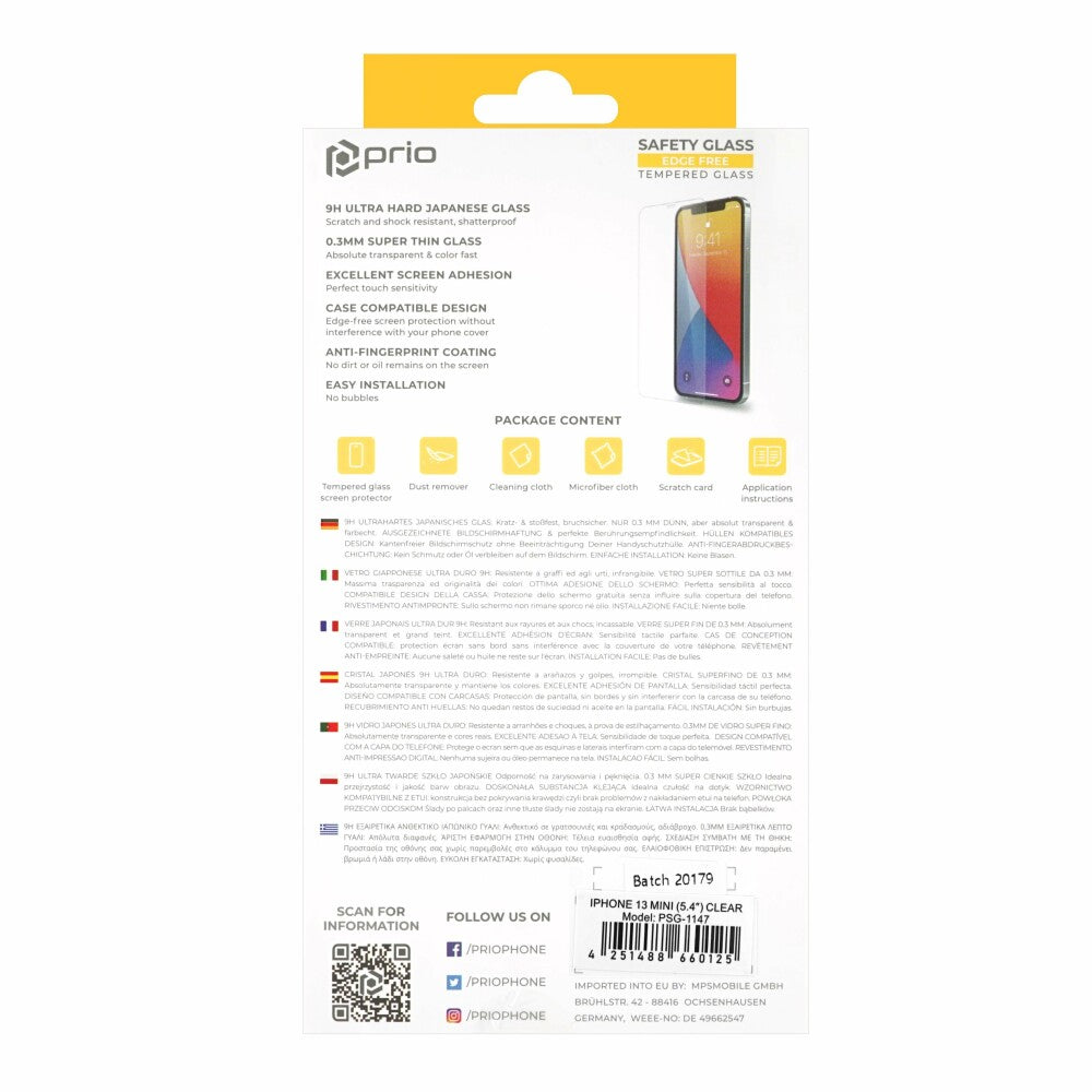 prio Displayschutzglas für iPhone 13 mini transparent