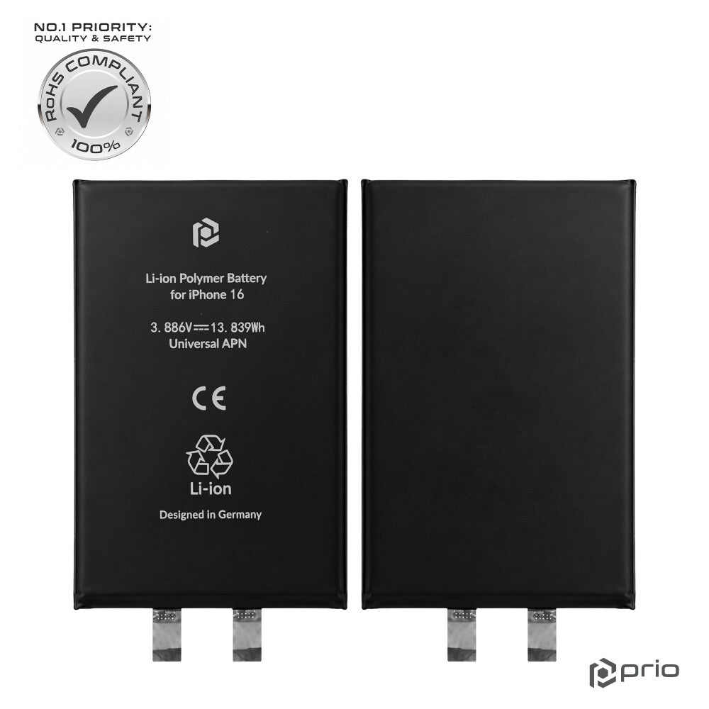 prio Akkuzelle für iPhone 16 (ohne Flex-Kabel)