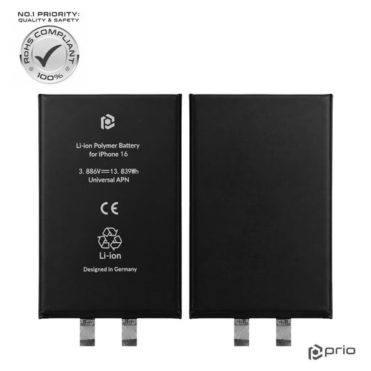 prio Akkuzelle für iPhone 16 (ohne Flex-Kabel)