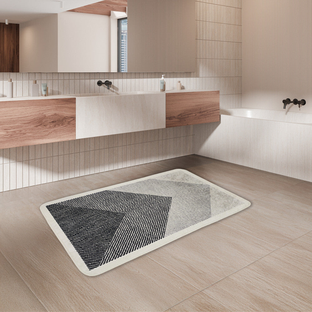 Miqna 2-tlg. rutschfestes Badteppich Set , waschbar (60x100 & 50x60 cm)