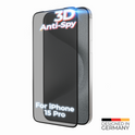 Prio 3D Anti-Spy Panzerglas für iPhone 15 Pro (6,1 Zoll) schwarz