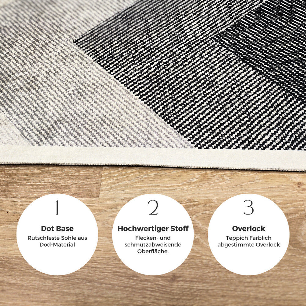 Miqna 2-tlg. rutschfestes Badteppich Set , waschbar (60x100 & 50x60 cm)