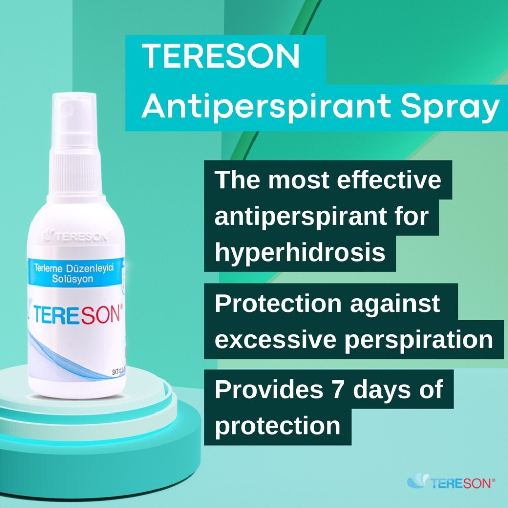 Tereson Antitranspirant Spray 50ml, stark gegen Schwitzen an Achseln und Händen