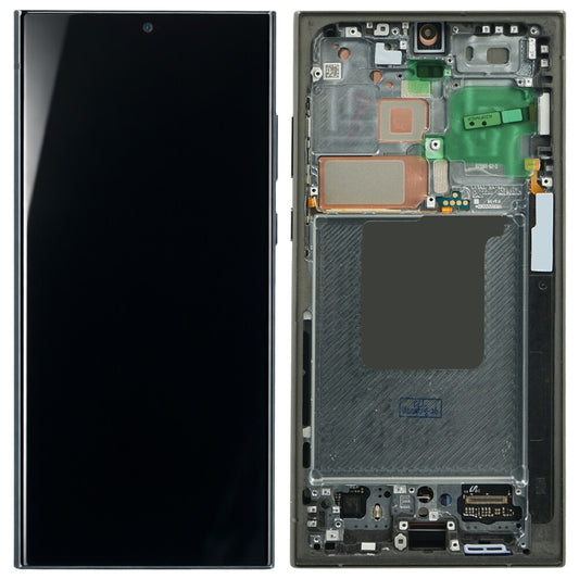 Samsung Display + Rahmen (montiert) S928 Galaxy S24 Ultra titanium /Blau/Grün