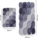Miqna 2-tlg. rutschfestes Badteppich Set , waschbar (60x100 & 50x60 cm)