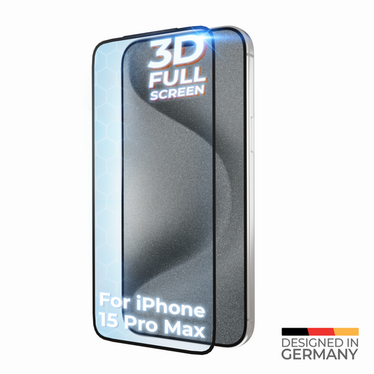 prio 3D Displayschutzfolie aus gehärtetem Glas für iPhone 15 Pro Max, schwarz