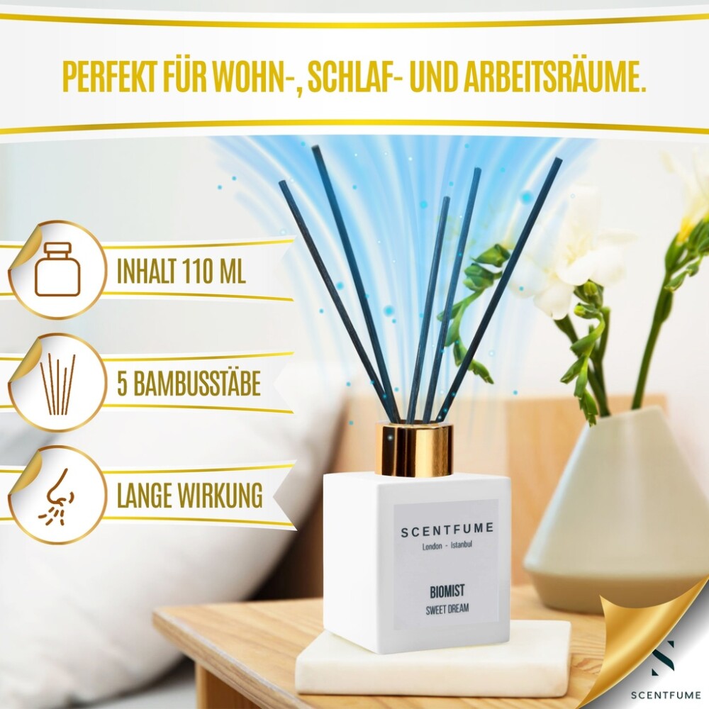 SCENTFUME Raumduft mit Duftstäbchen, Birne, Mandarine, Orange, 110 ml