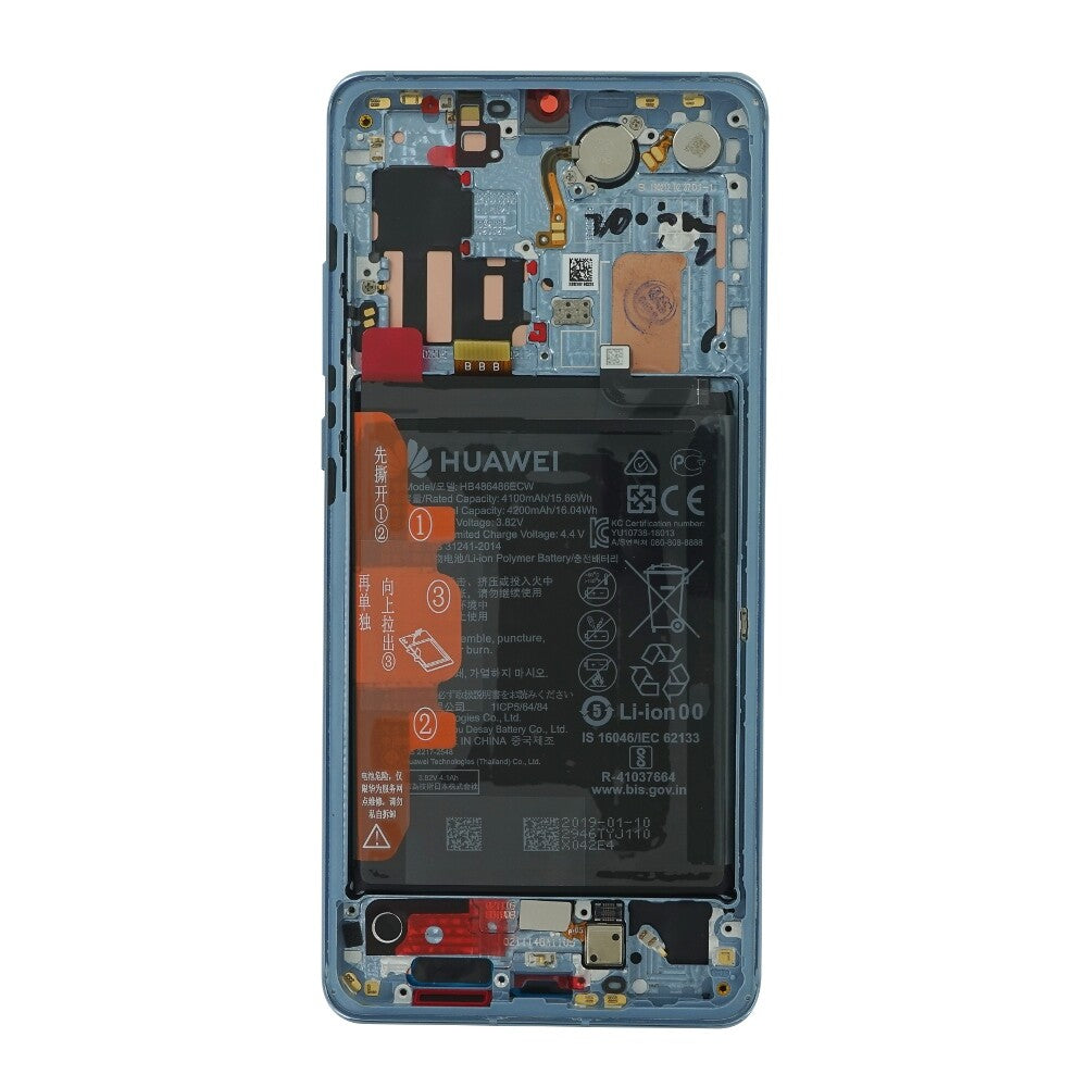 Huawei Display-Einheit + Rahmen + Akku P30 Pro breathing crystal 02354NAG