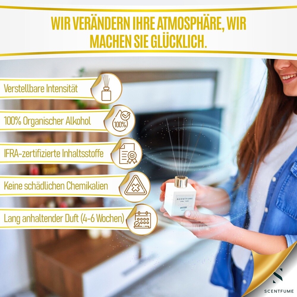 SCENTFUME Raumduft mit Duftstab, Bergamotte, Zeder, Ylang Ylang, Patchouli,110ml