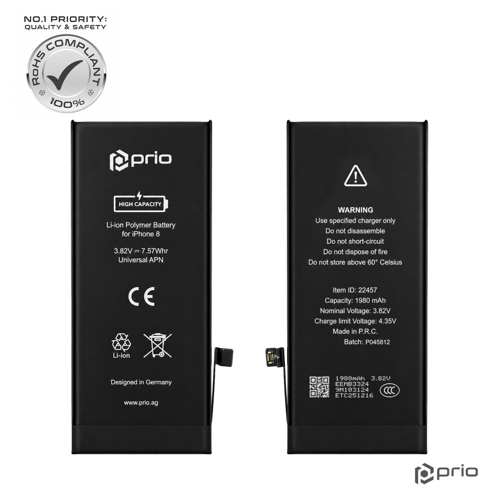 prio Hochleistungsakku für iPhone 8 (2200 mAh) - Universal APN -
