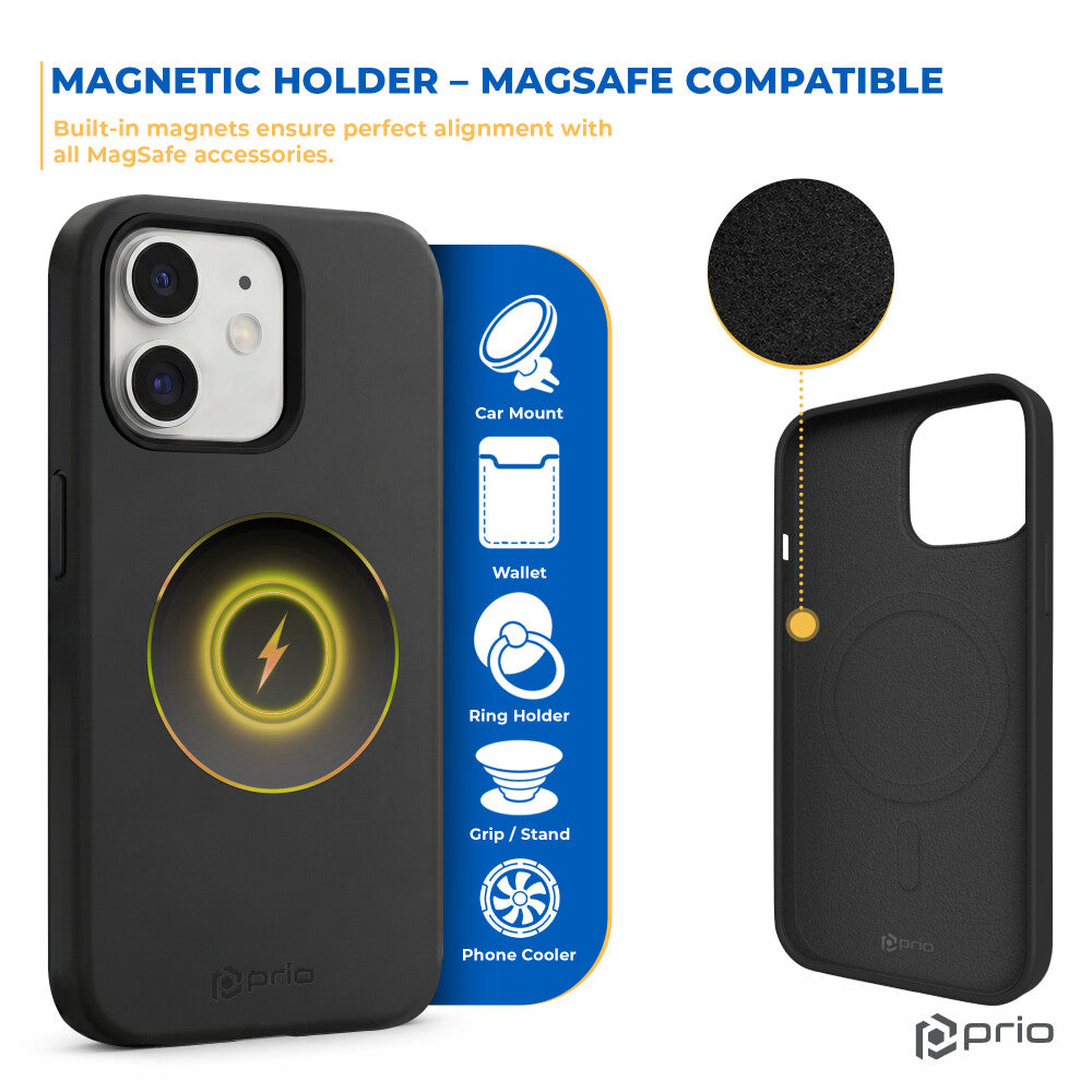 prio Silikonschutzhülle MAG für iPhone 12 mini schwarz