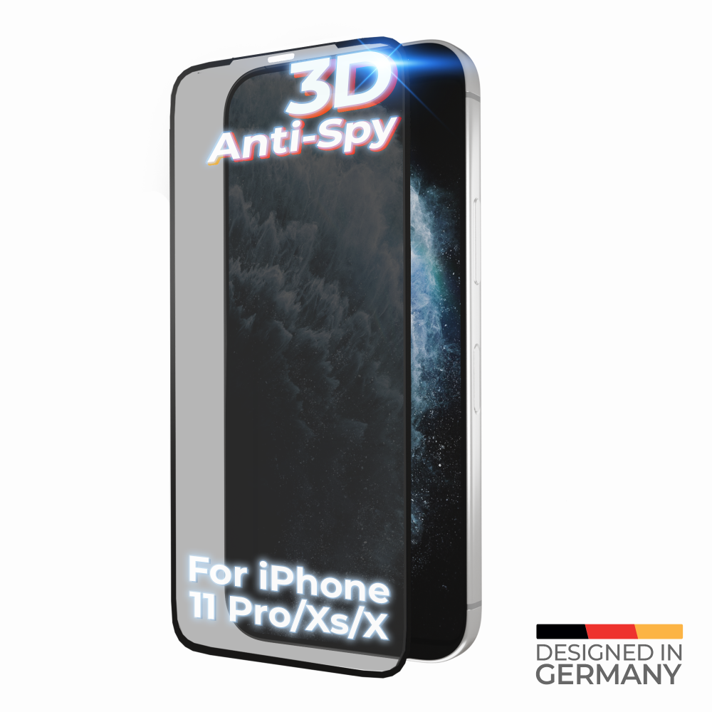 prio 3D Anti-Spy Displayschutzglas für iPhone 11 Pro/XS/X schwarz