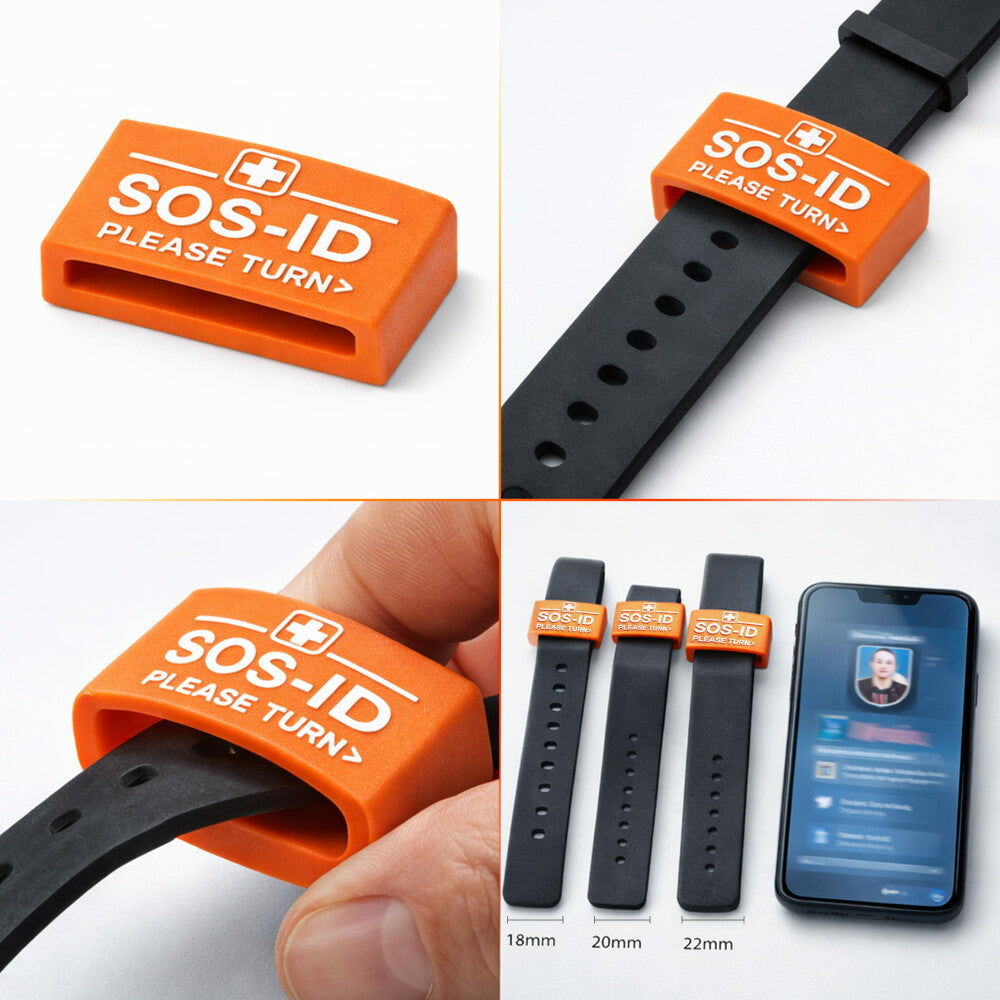 SOS-ID-Armbandschlaufe. Innovativ und angenehm zu tragen. Orange