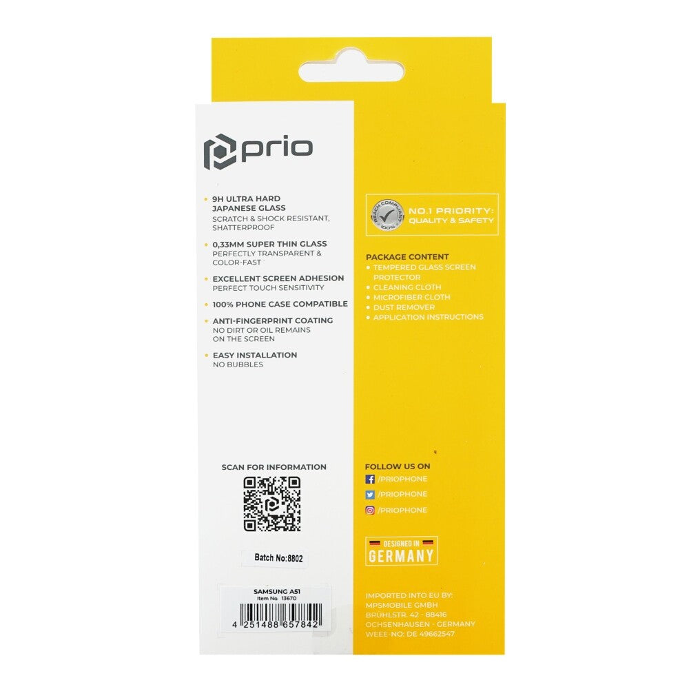 prio 3D screen protector glass for Samsung A51/A51 5G black