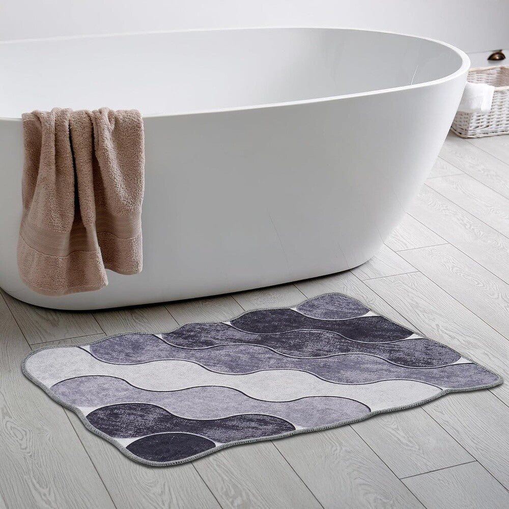 Miqna 2-tlg. rutschfestes Badteppich Set , waschbar (60x100 & 50x60 cm)