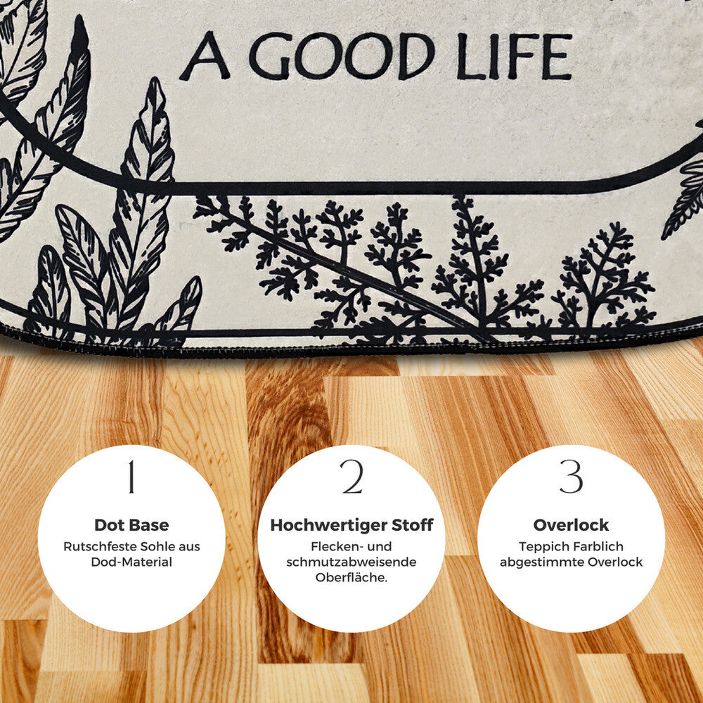 Miqna 2-tlg. rutschfestes Badteppich Set , waschbar (60x100 & 50x60 cm)