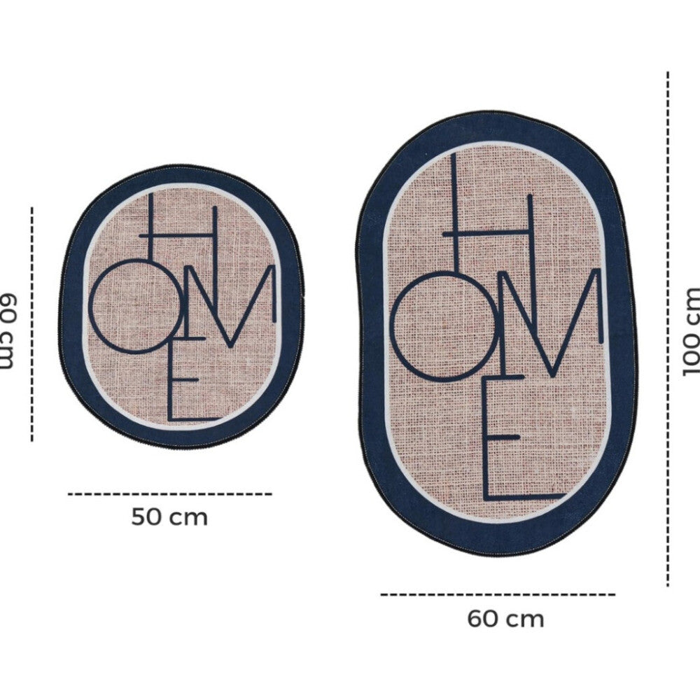 Miqna 2-tlg. rutschfestes Badteppich Set , waschbar (60x100 & 50x60 cm)