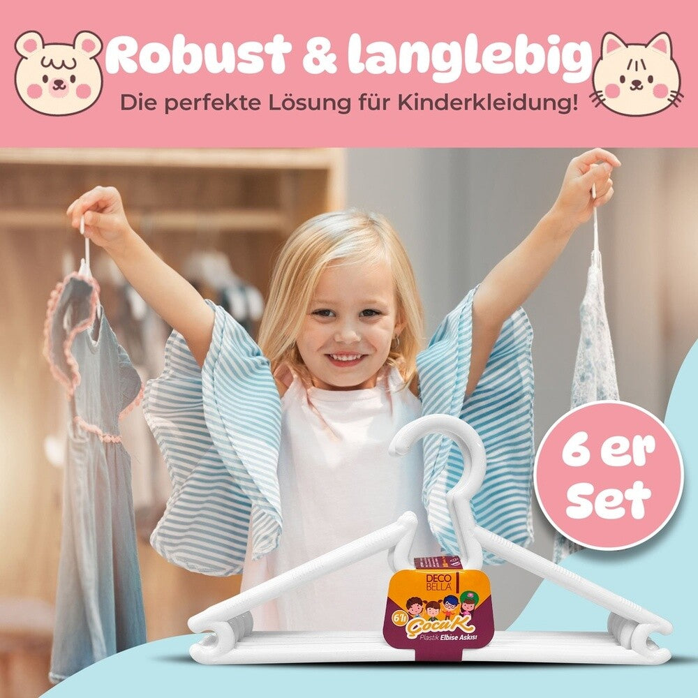 6 x Kleiderbügel für Baby & Kinder im Set, Plastik