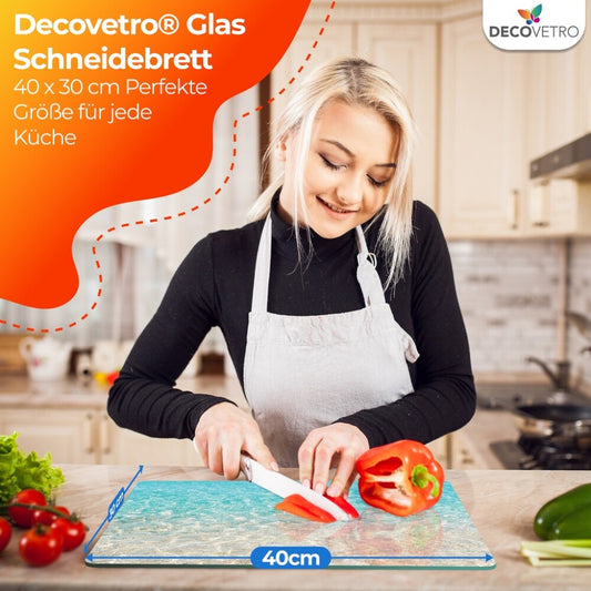 Decovetro Schneidebrett Glas |40x30cm | Glasschneidebrett | Leicht zu reinigen