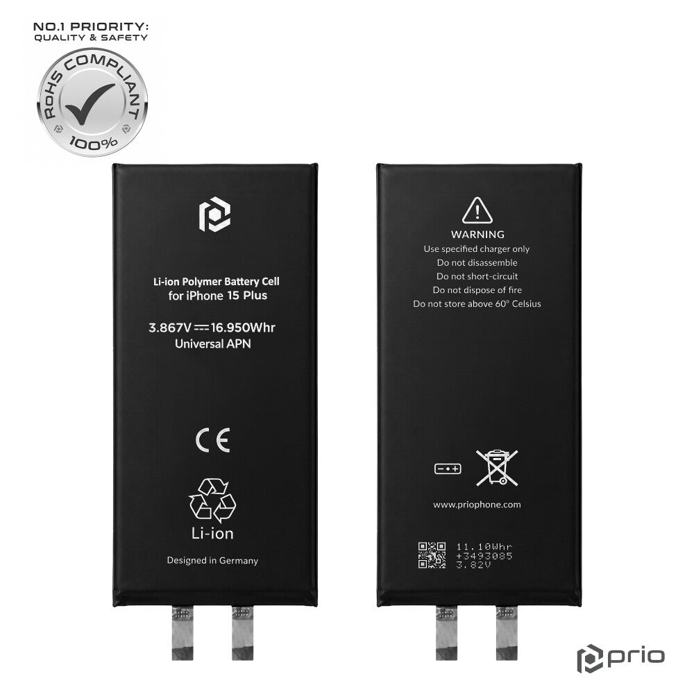 prio Akkuzelle für iPhone 15 Plus (ohne Flex-Kabel)
