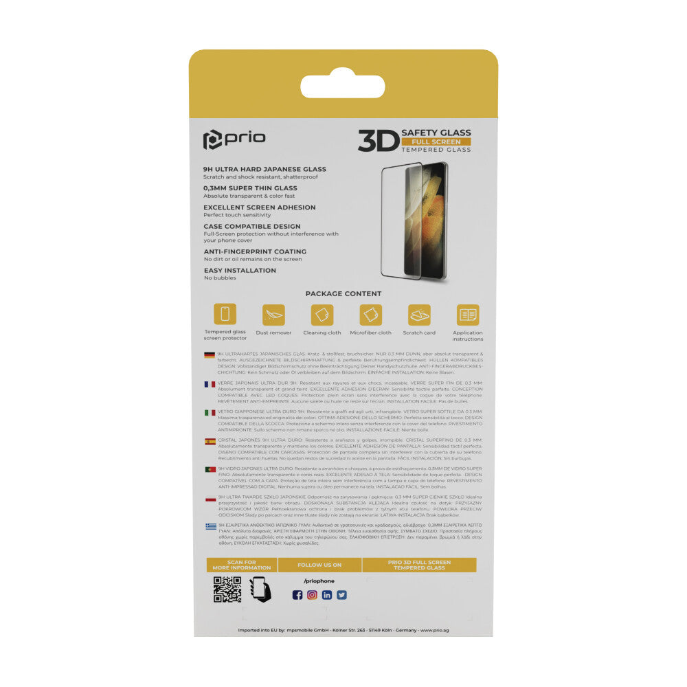 prio 3D screen protector glass for Huawei P40 black