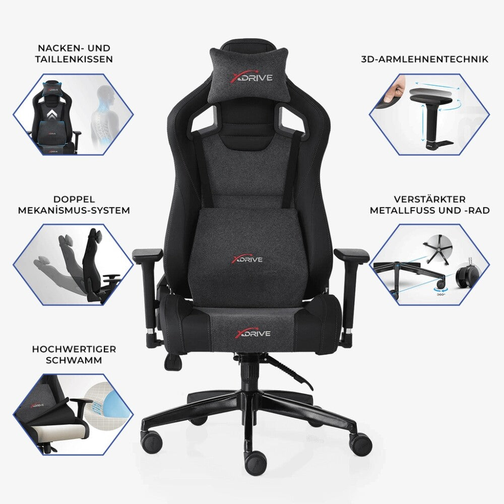 xDrive Gaming Stuhl für Profis, Ergonomischer Bürostuhl, 150 KG Tragfähigkeit
