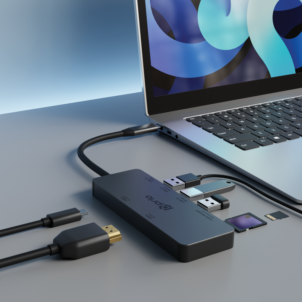 7-in-1 USB-C Hub Adapter – 4K HDMI, 87W PD, SD/TF, USB 3.0 für PC & Switch
